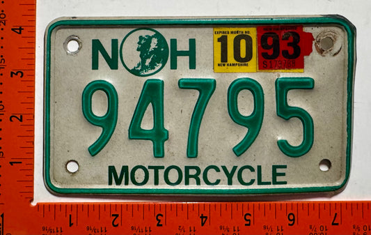 1993 New Hampshire #94795 Motorcycle License Plate