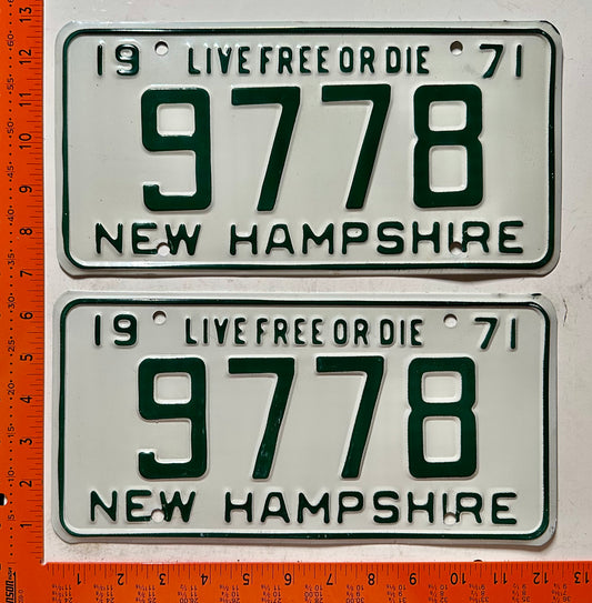 1971 New Hampshire #9778 Passenger License Plate (Pair)
