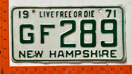1971 New Hampshire #GF289 Passenger License Plate (Pair)