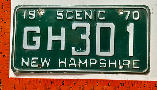 1970 New Hampshire #GH301 Passenger License Plate