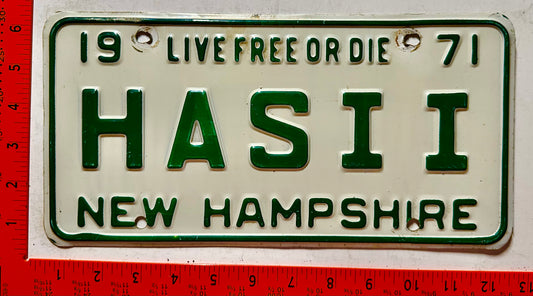 1971 New Hampshire #HASII Passenger Vanity License Plate