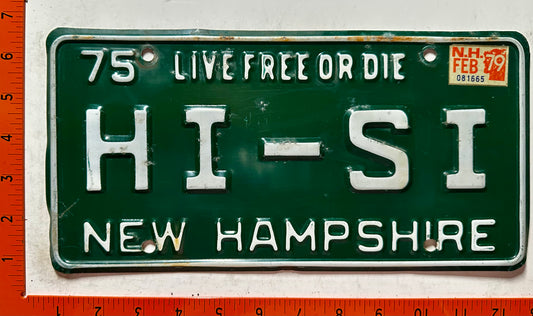 1979 New Hampshire #HI-SI Passenger Vanity License Plate
