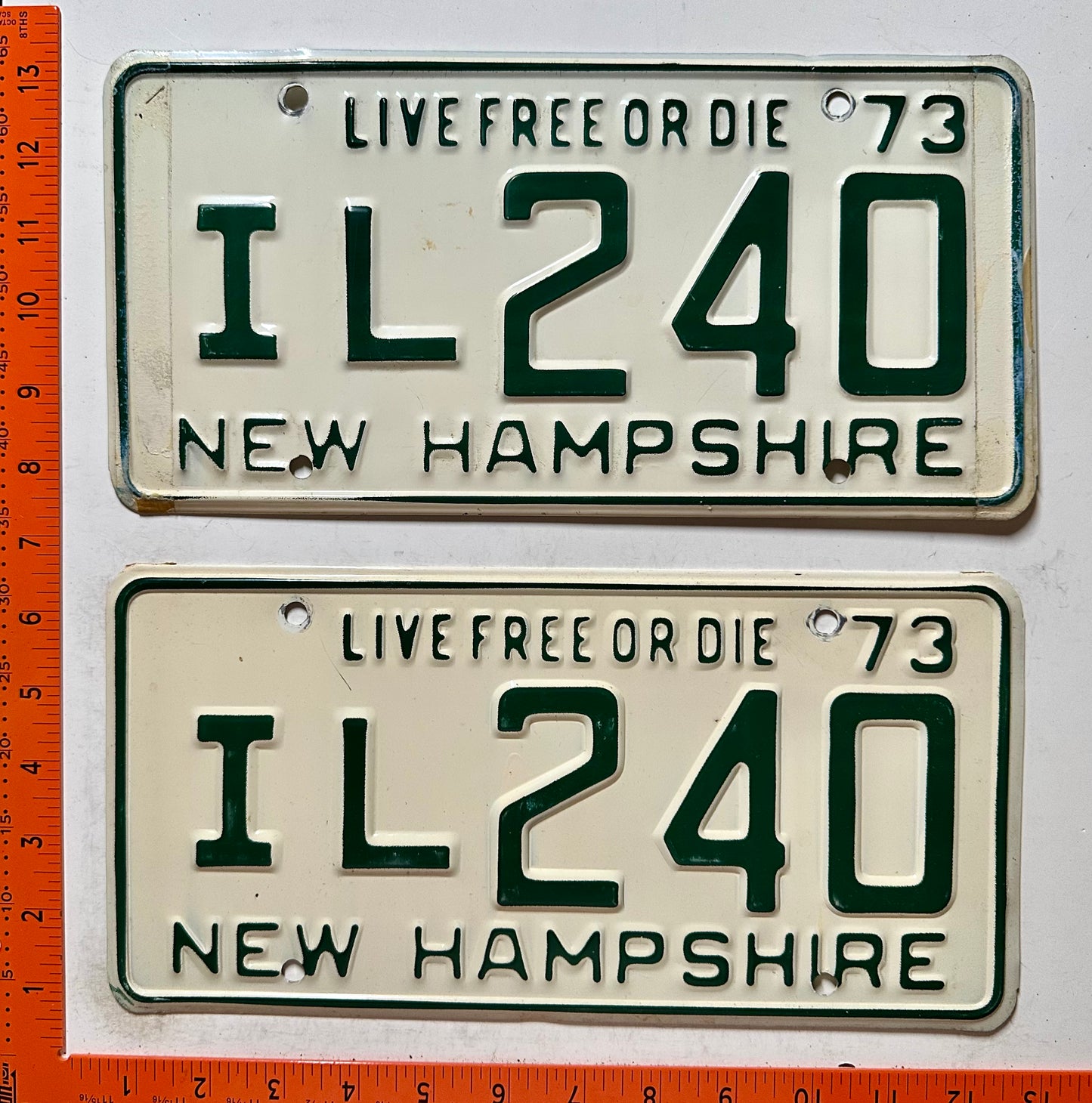 1973 New Hampshire #IL240 Passenger License Plate (Pair)