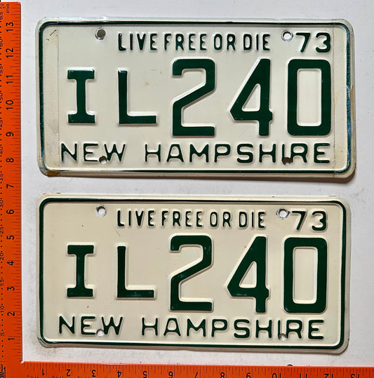 1973 New Hampshire #IL240 Passenger License Plate (Pair)