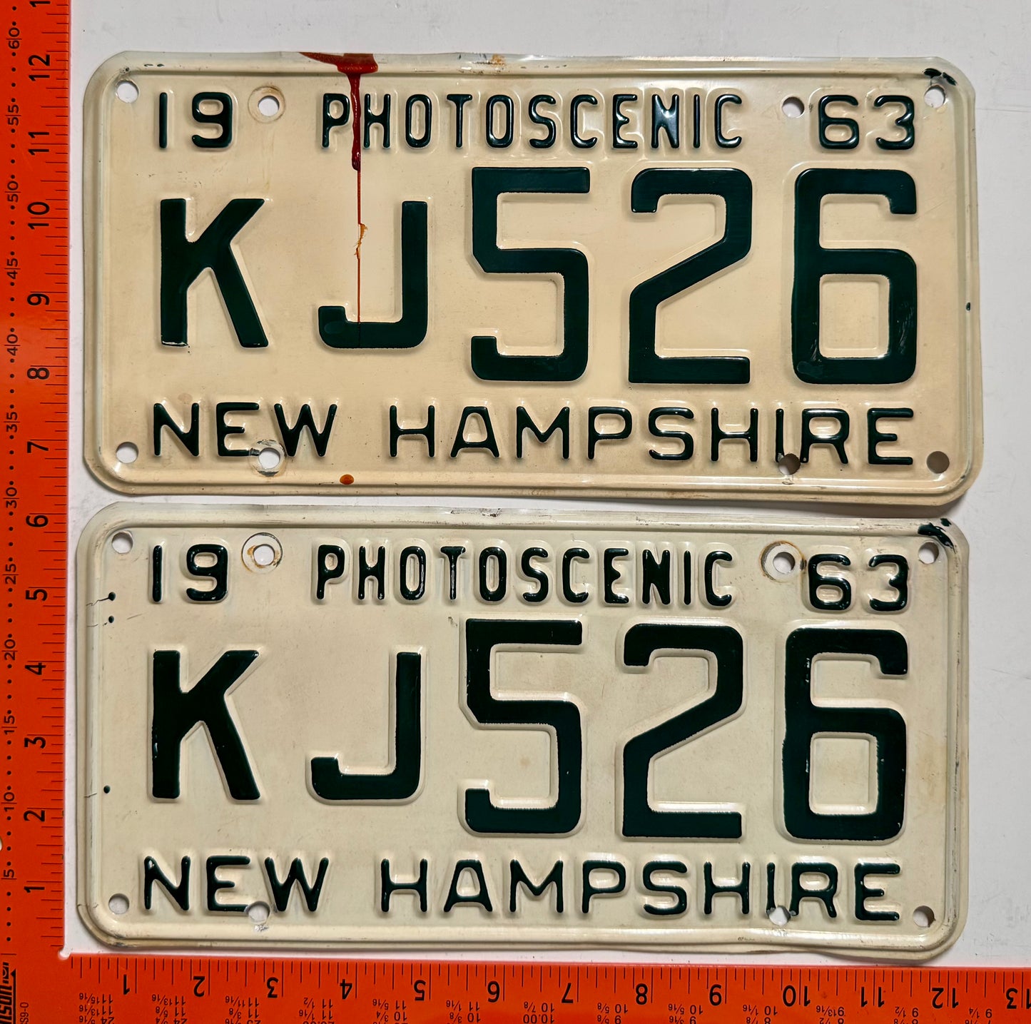 1963 New Hampshire #KJ526 Passenger License Plate Pair