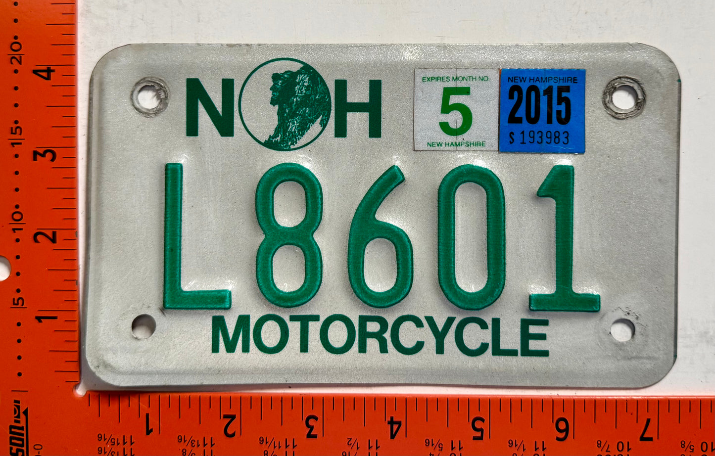 2015 New Hampshire #L8601 Motorcycle License Plate
