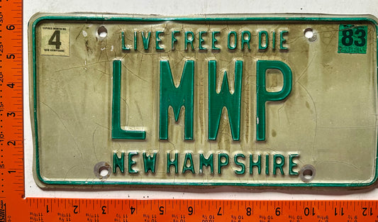 1983 New Hampshire #LMWP Passenger Vanity License Plate