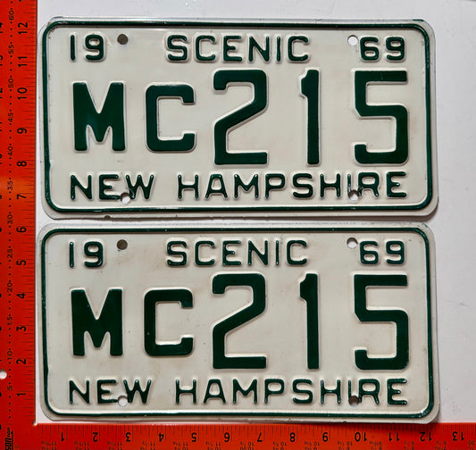 1969 New Hampshire #MC215 Passenger License Plate Pair
