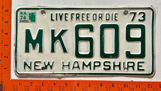 1974 New Hampshire #MK609 Passenger License Plate