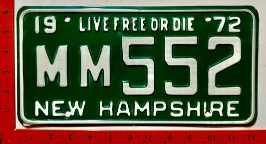 1972 New Hampshire #MM552 Passenger License Plate