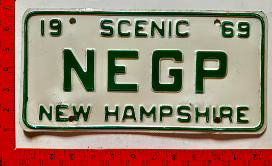 1969 New Hampshire #NEGP Passenger Vanity License Plate