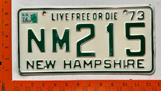 1974 New Hampshire #NM215 Passenger License Plate