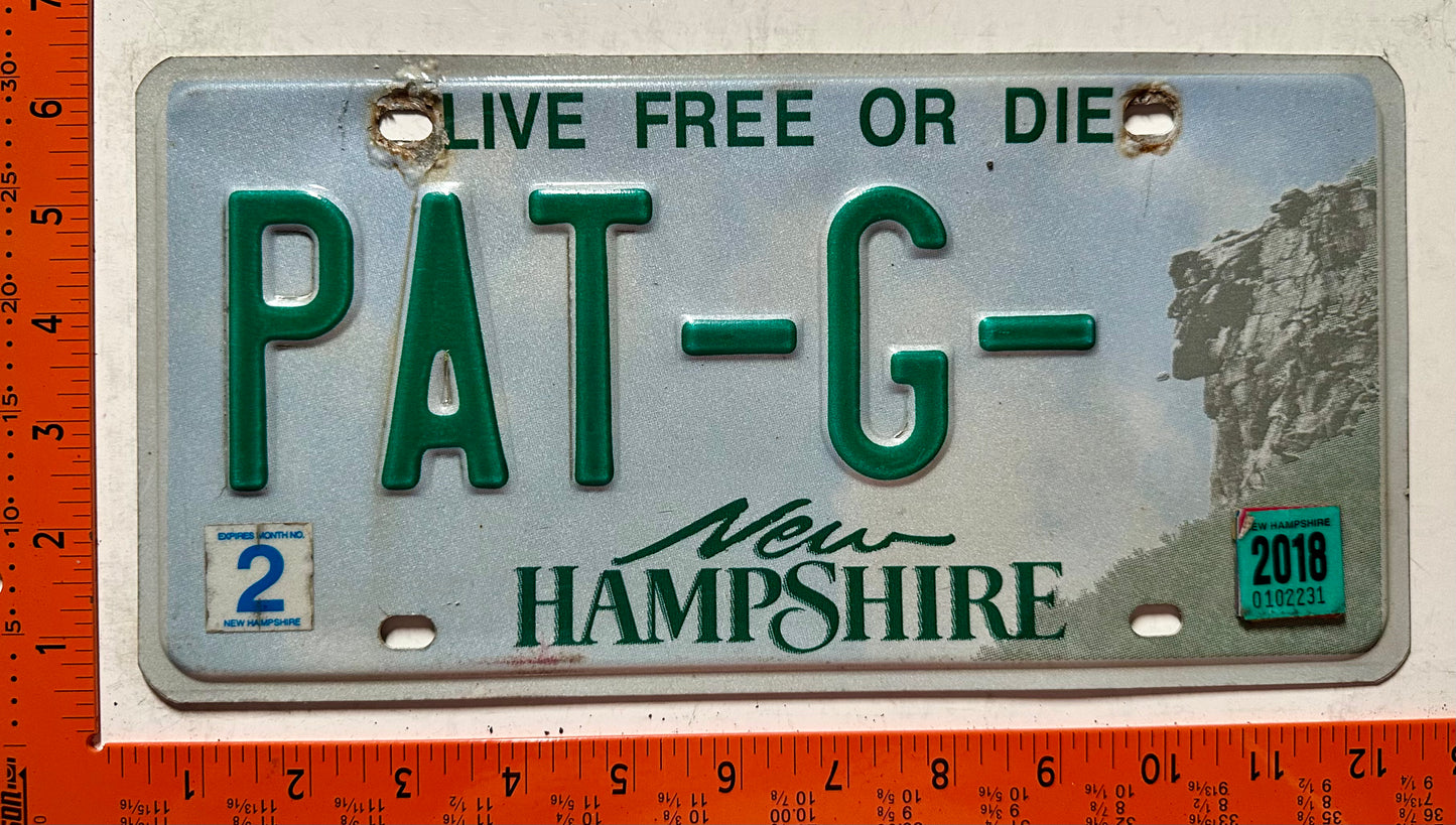 2018 New Hampshire #PAT-G- Passenger Vanity License Plate