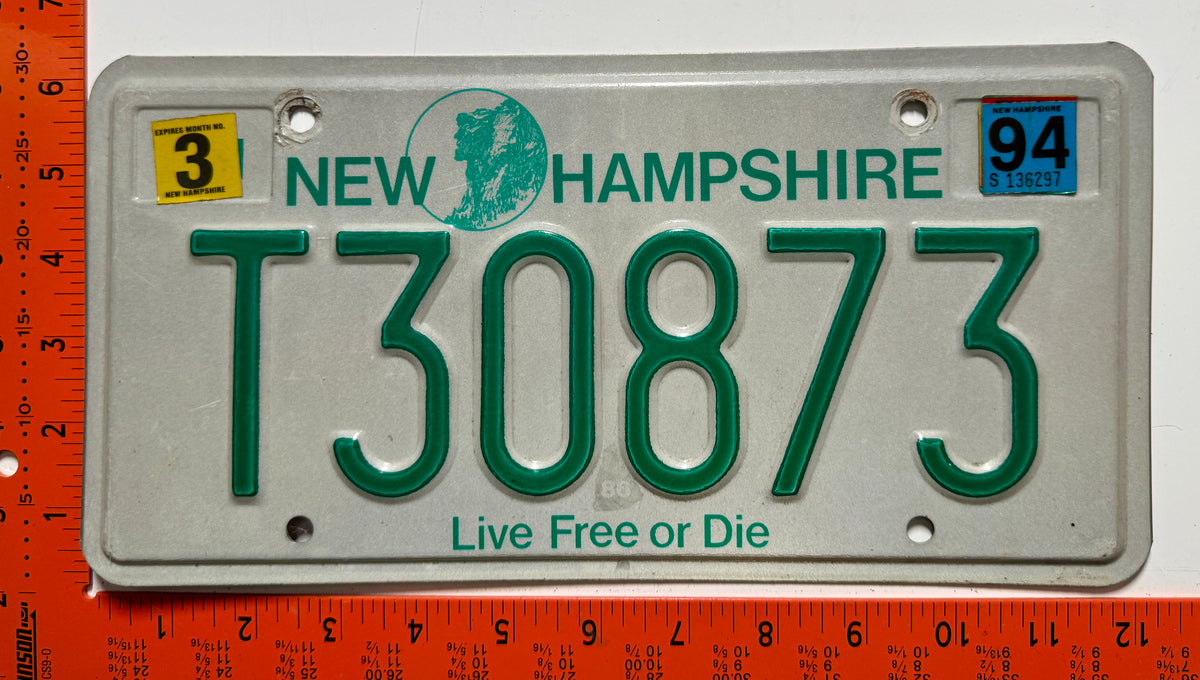 1994 New Hampshire #T30873 Trailer License Plate
