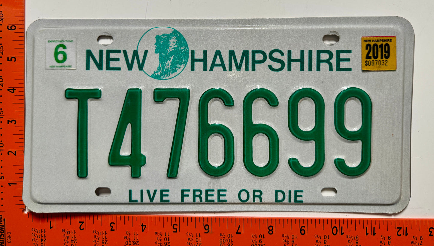 2019 New Hampshire #T476699 Trailer License Plate