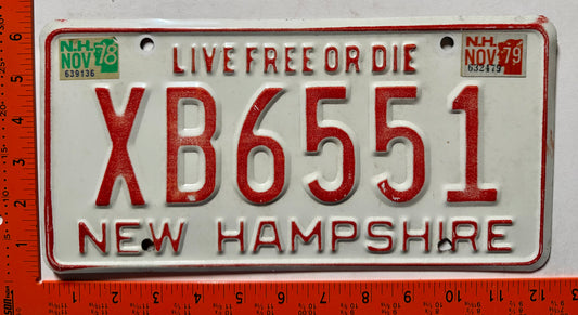 1978/1979 New Hampshire #XB6551 Passenger License Plate