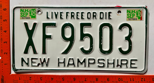 1978 New Hampshire #XF95403 Passenger License Plate