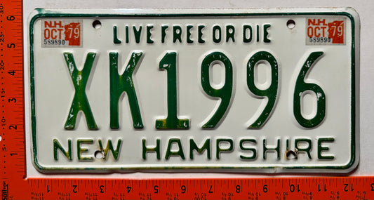 1979 New Hampshire #XK1996 Passenger License Plate