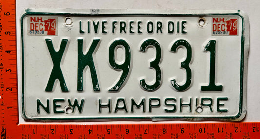 1979 New Hampshire #XK9331 Passenger License Plate