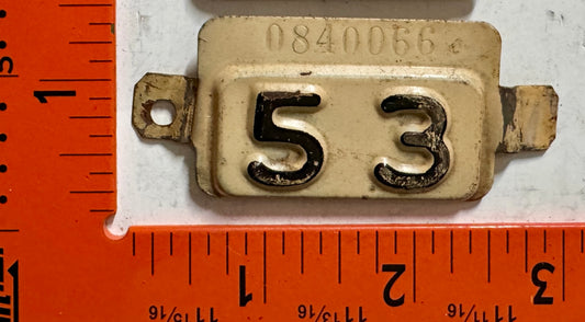 1953 New Jersey #0840066 Passenger License Plate Date Tab
