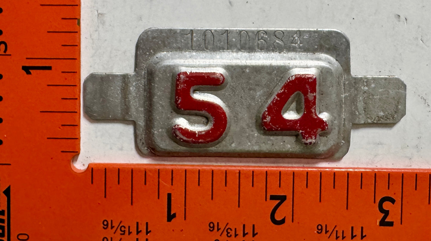 1954 New Jersey #1010684 Passenger License Plate Date Tab