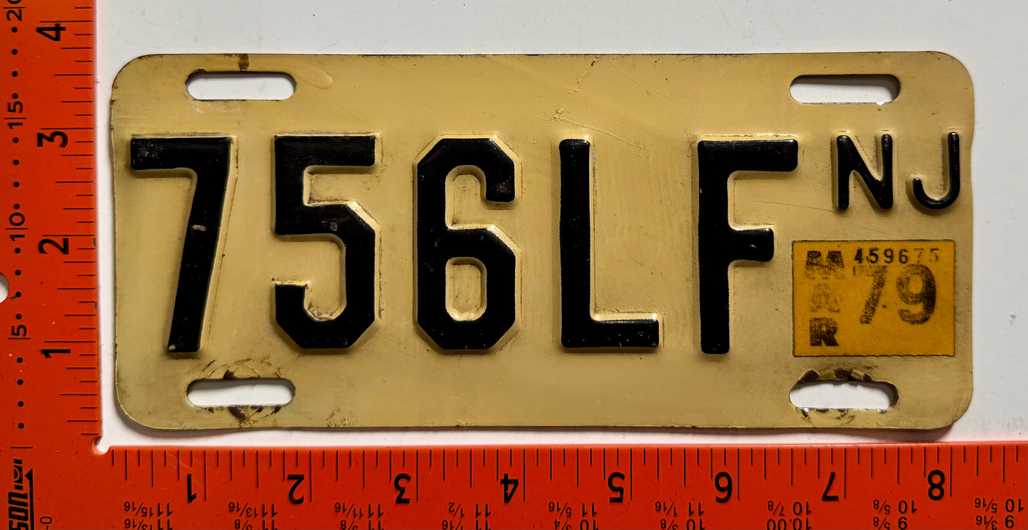 1979 New Jersey #756LF Motorcycle License Plate