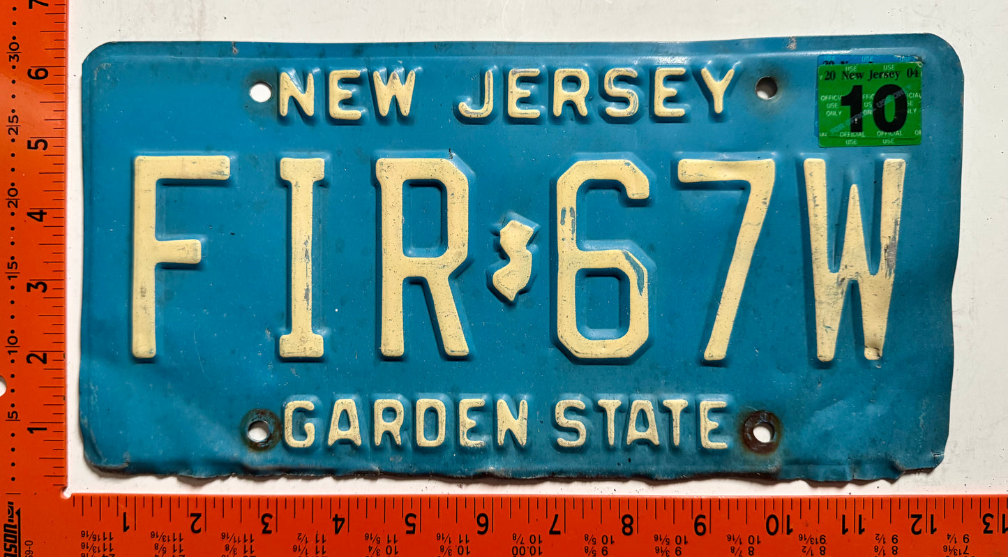 2004 New Jersey #FIR-67W Passenger License Plate