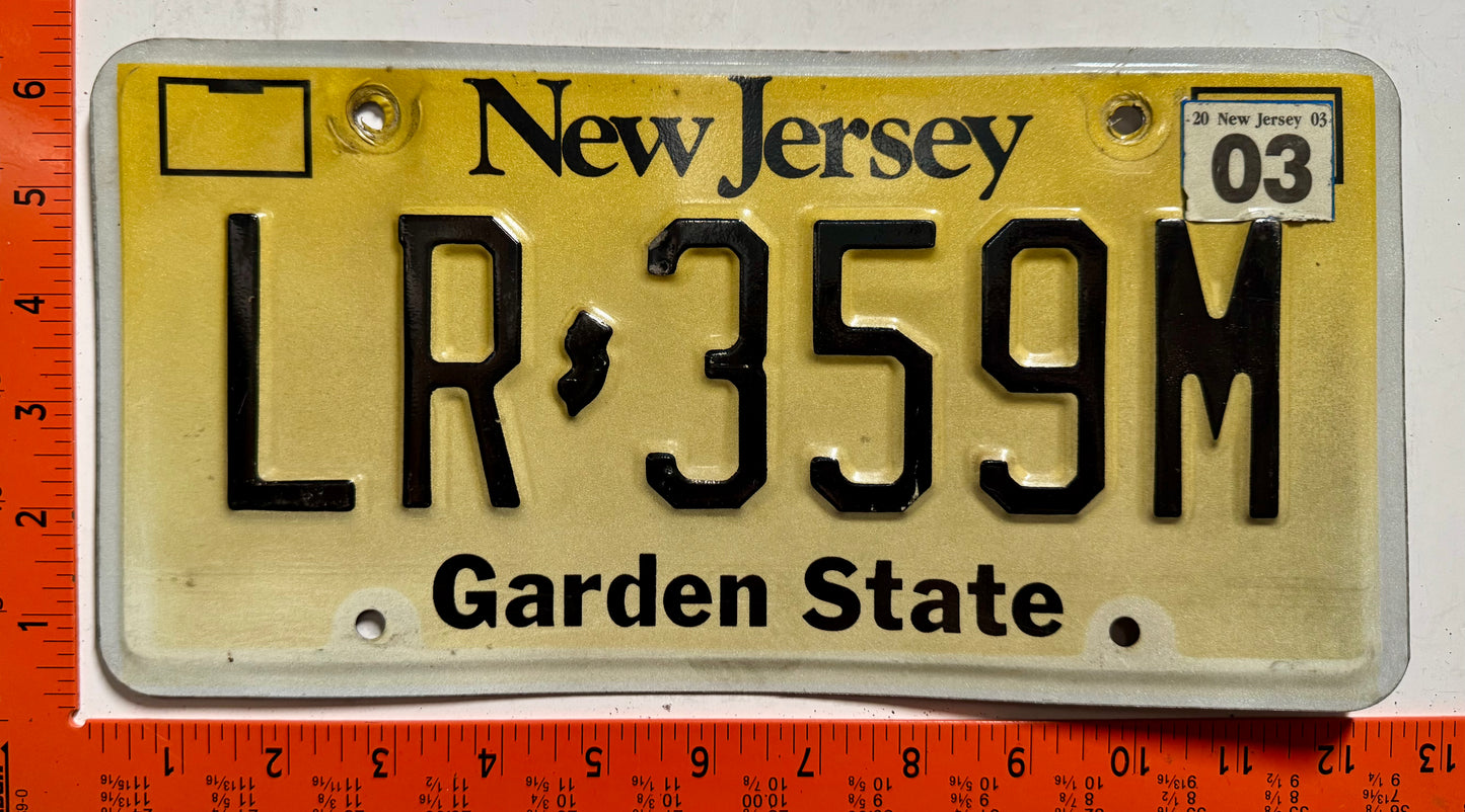 2003 New Jersey #LR-359M Passenger License Plate