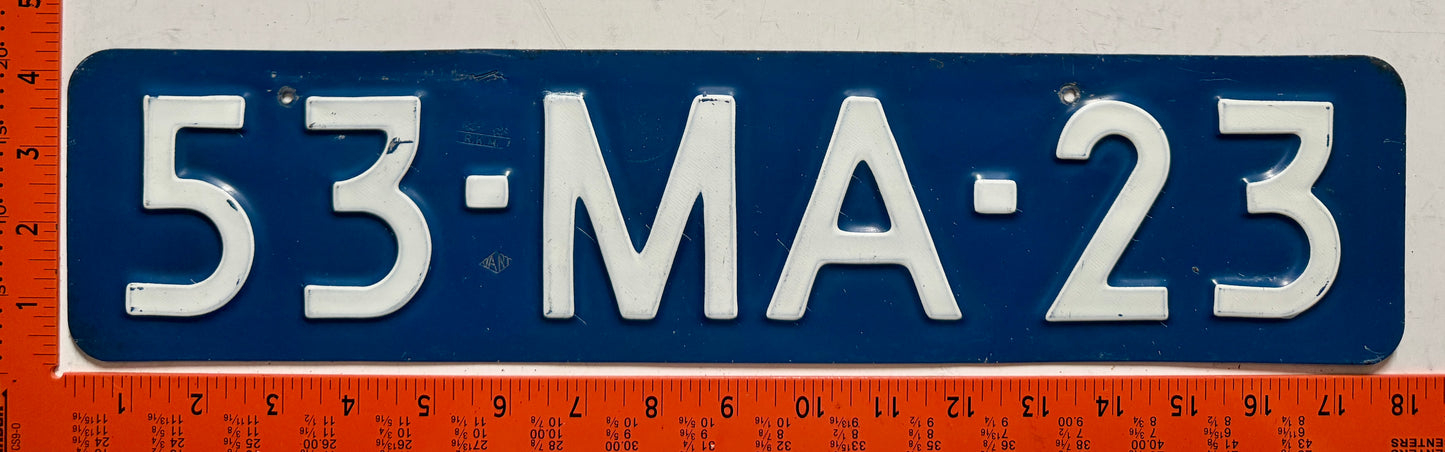 1976 Netherlands #53-MA-23 Passenger License Plate