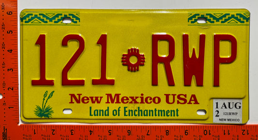 2012 New Mexico #121 RWP Passenger License Plate