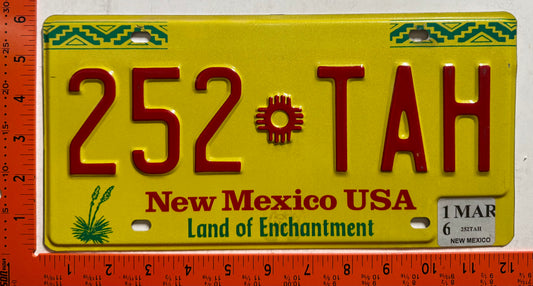 2016 New Mexico #252 TAH Passenger License Plate