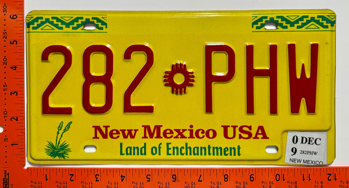 2009 New Mexico #282 PHW Passenger License Plate