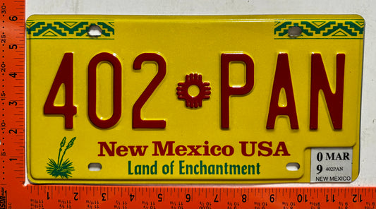 2009 New Mexico #402-PAN Passenger License Plate