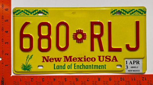 2013 New Mexico #680 RLJ Passenger License Plate