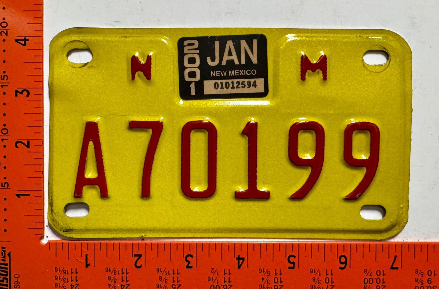 2001 New Mexico #A70199 Motorcycle License Plate