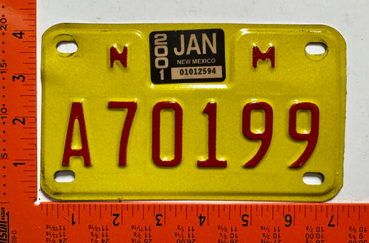 2001 New Mexico #A70199 Motorcycle License Plate