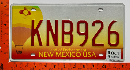 2009 New Mexico #KNB926 Passenger License Plate