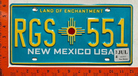 2024 New Mexico #RGS 551 Passenger License Plate