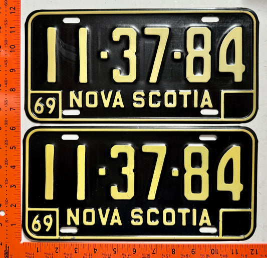 1969 Nova Scotia #11-37-84 Passenger License Plate (Pair)