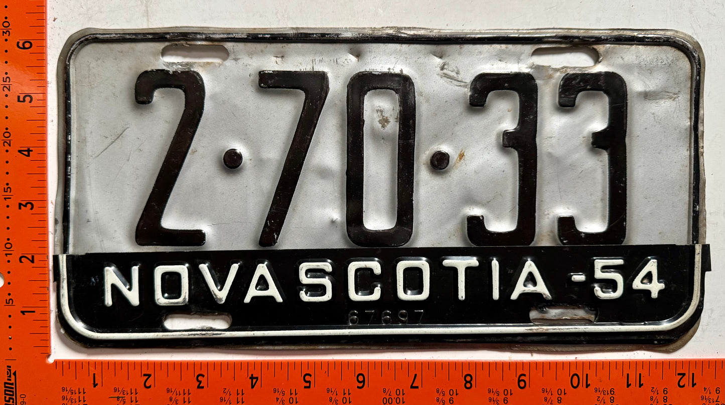 1954 Nova Scotia #2-70-33 Passenger License Plate