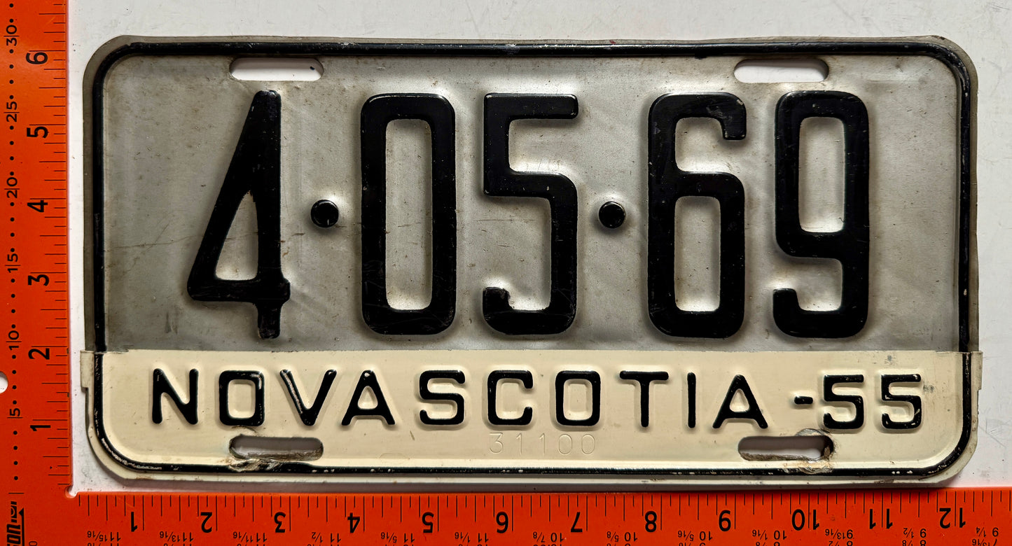 1955 Nova Scotia #4-05-69 Passenger License Plate
