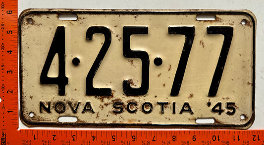 1945 Nova Scotia #4-25-77 Passenger License Plate