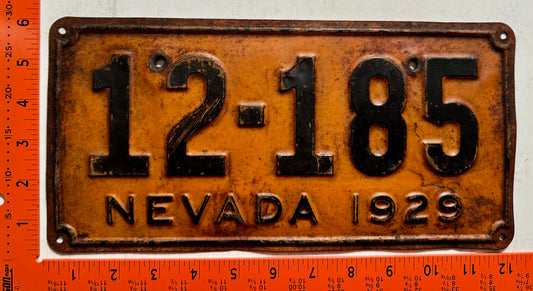 1929 Nevada #12-185 Passenger License Plate