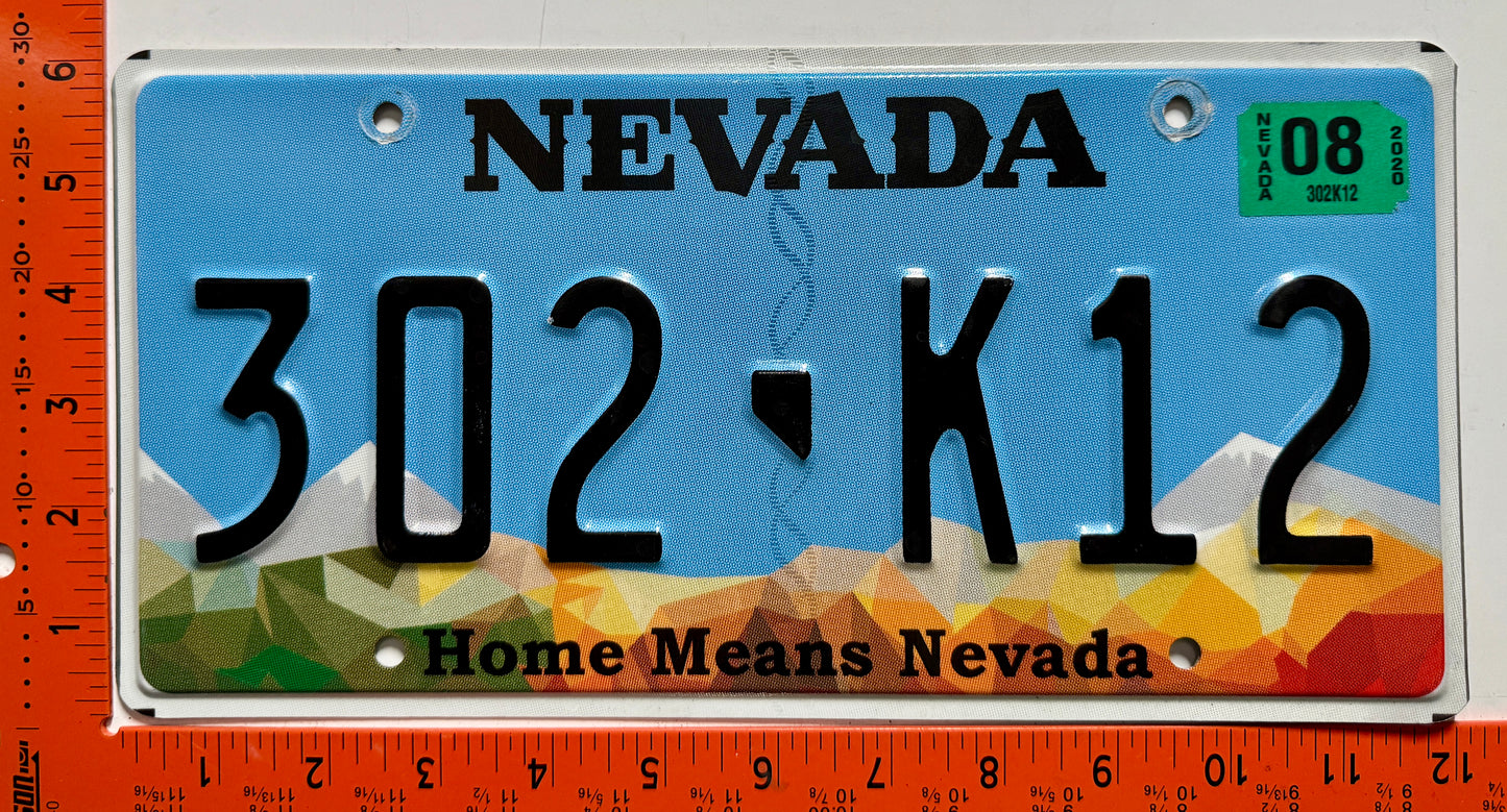 2020 Nevada #302-K12 Passenger License Plate