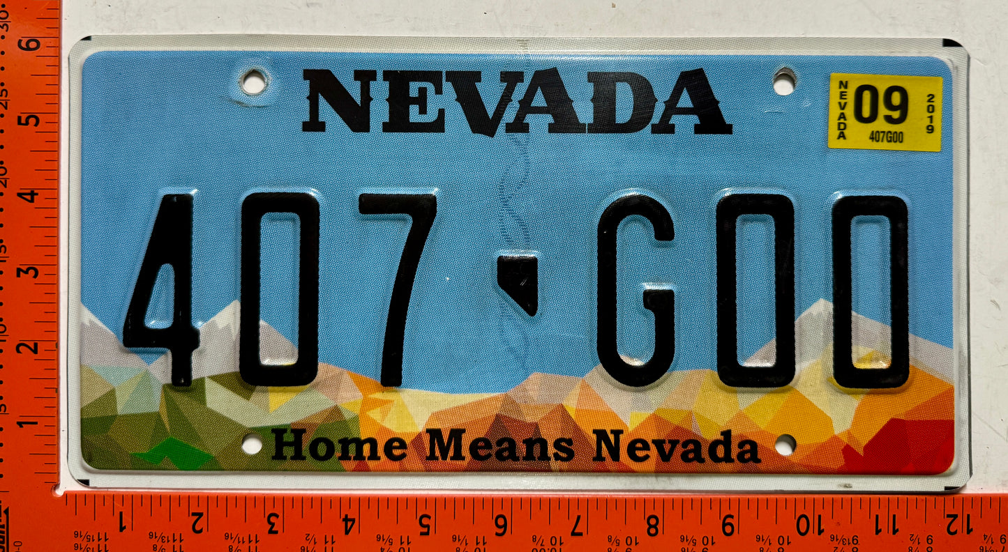 2019 Nevada #407-G00 Passenger License Plate