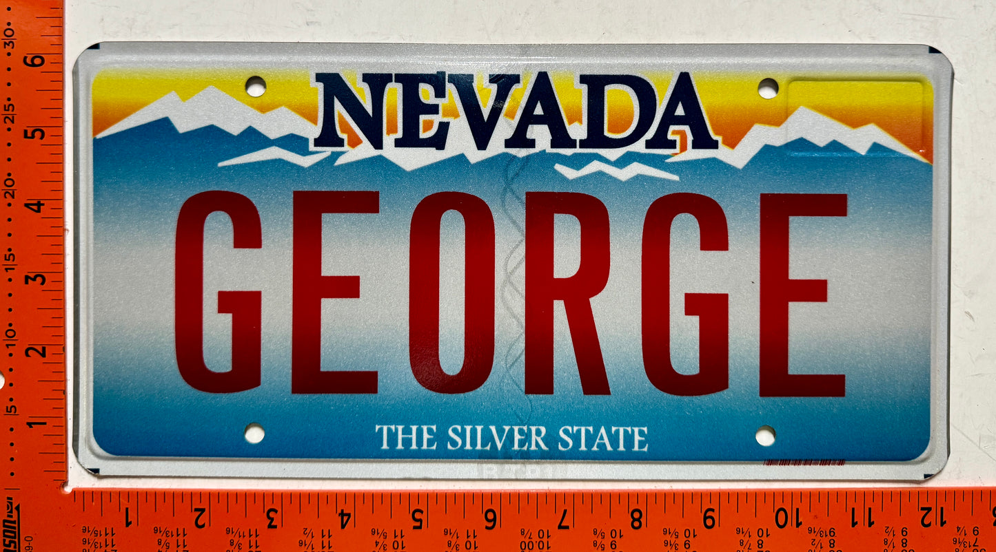 undated Nevada #GEORGE Souvenir Vanity License Plate