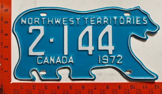 1972 Northwest Territories #2-144 Passenger License Plate