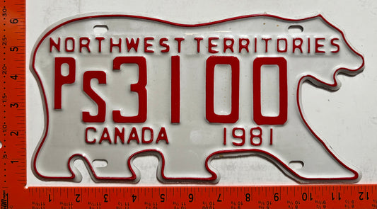 1981 Northwest Territories #PS 3100 Public Service License Plate