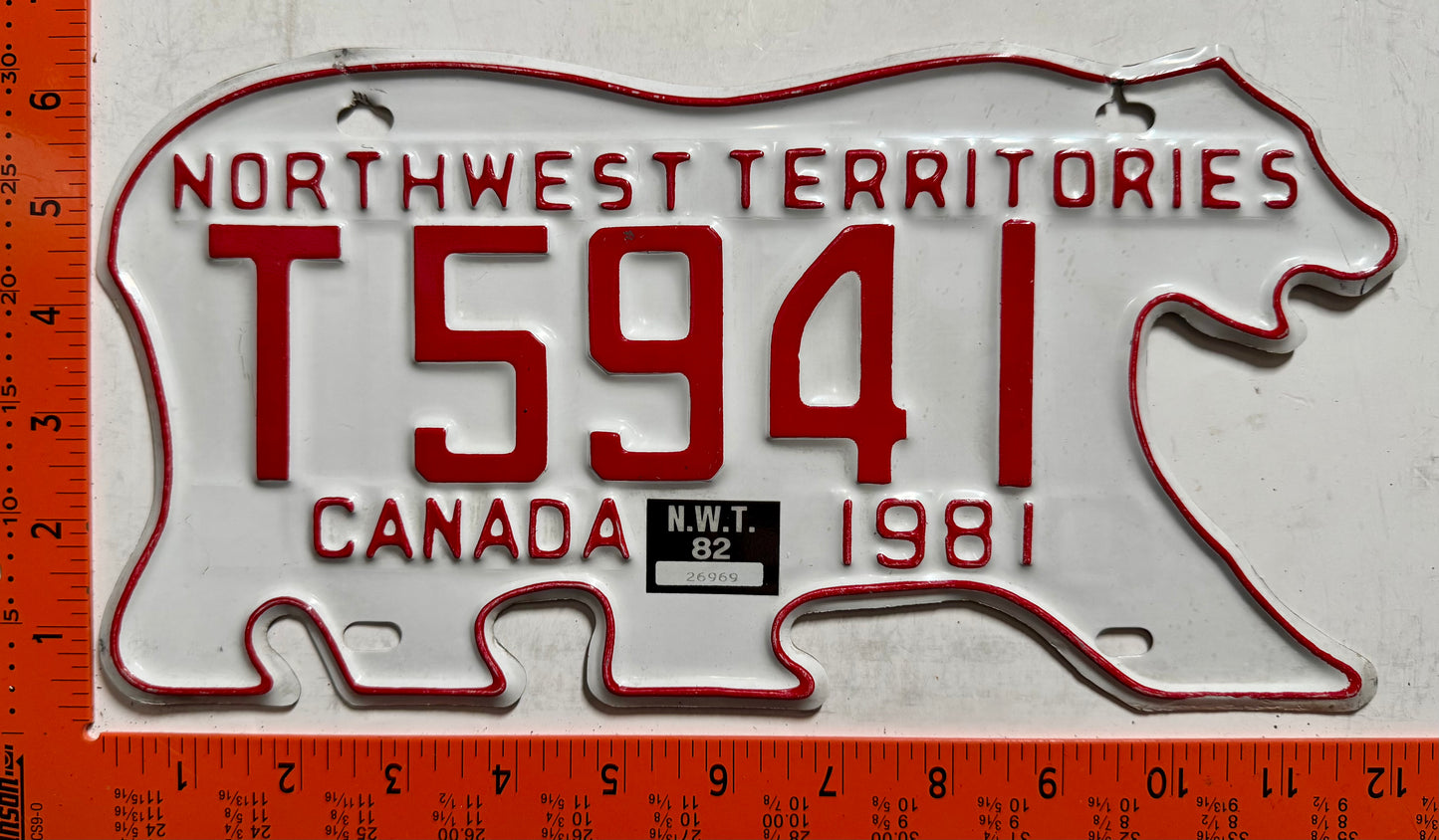 1982 Northwest Territories #T 5941 Trailer License Plate