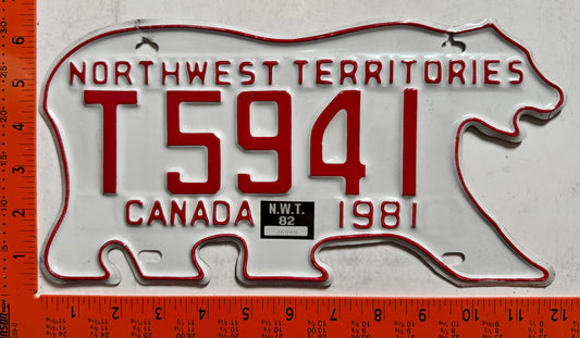 1982 Northwest Territories #T 5941 Trailer License Plate